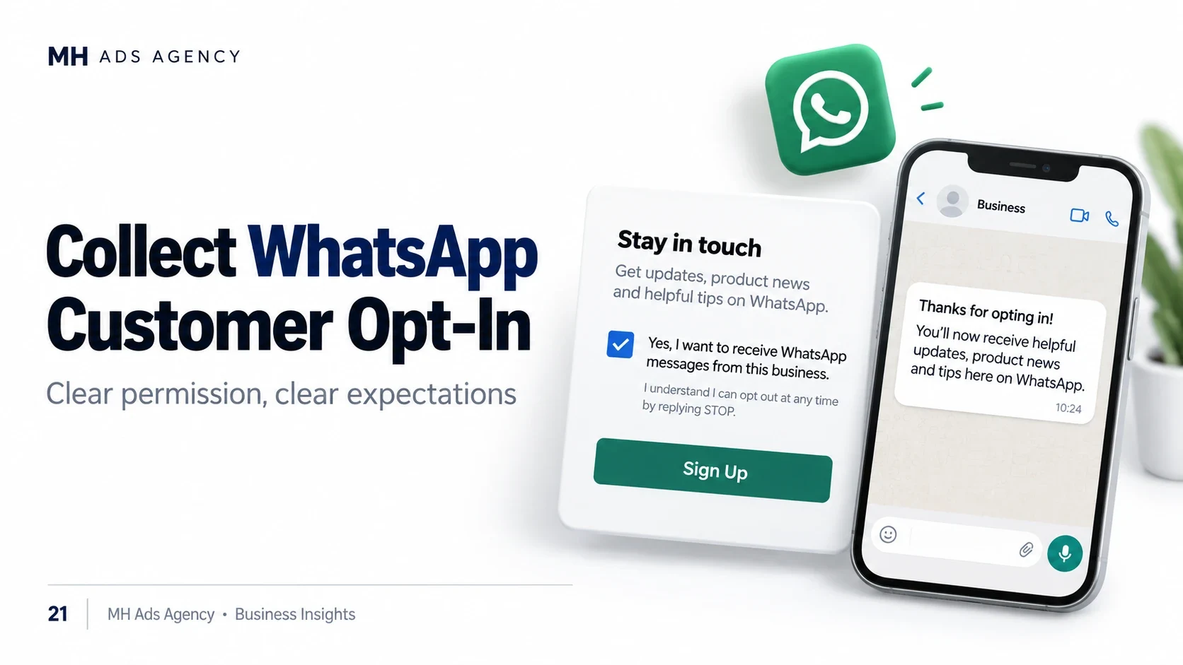 Collect WhatsApp Customer Opt-In — MH Ads Agency